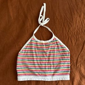 Urban Outffiters Dazi Striped Colorful Rainbow Halter Top